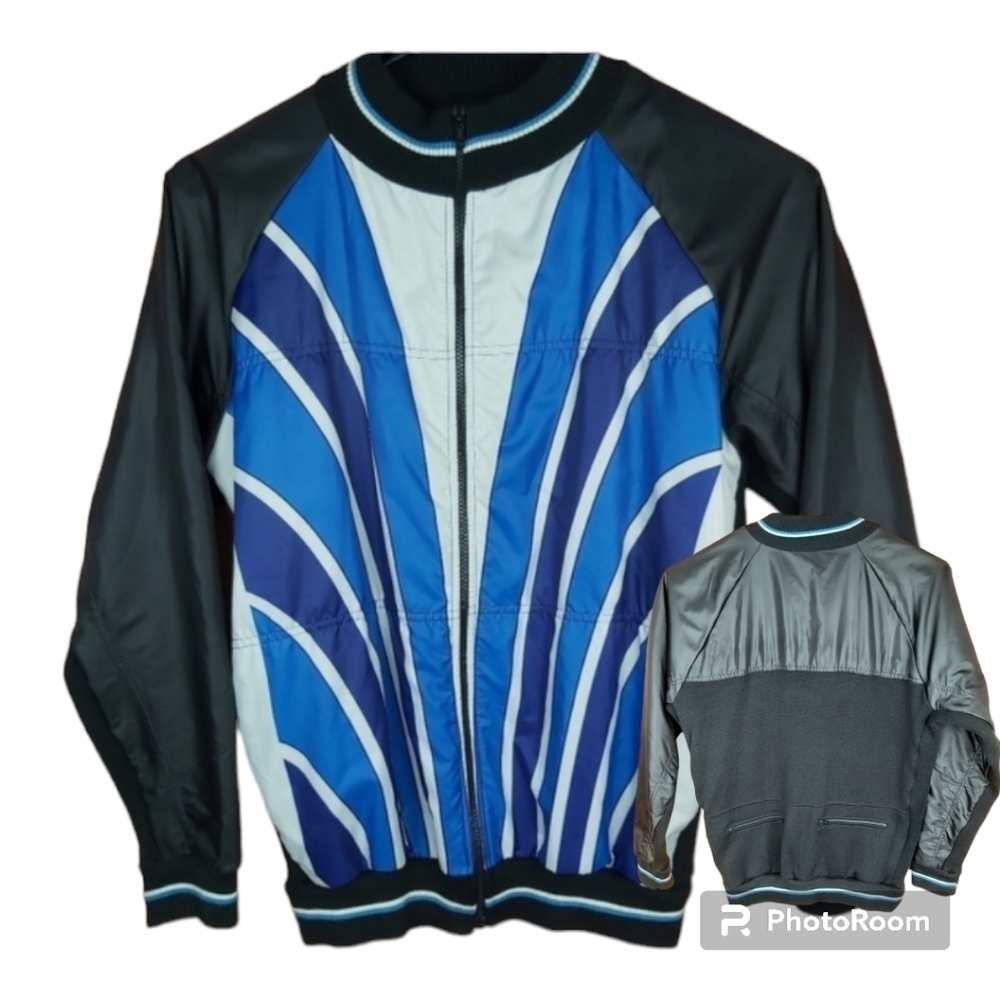 Nylon and wool blend bomber jacket racing style